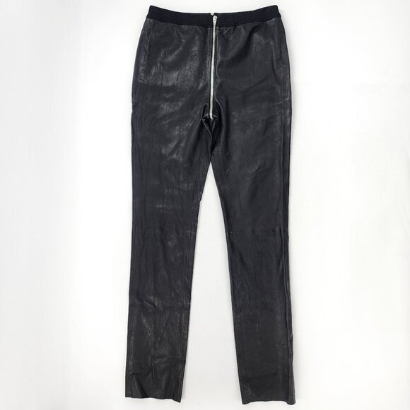 ALEXANDER WANG Black Faux Leather Zipper Skinny Pants Legging - Picture 1 of 4